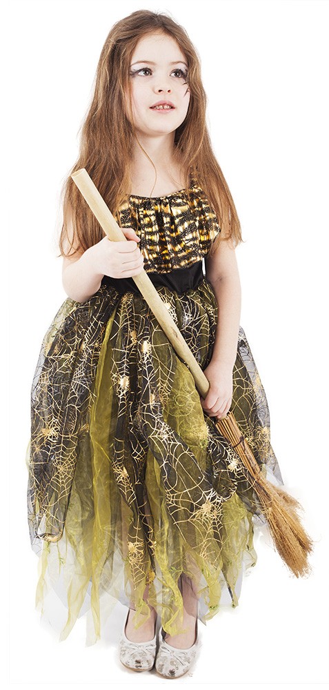 Dětský kostým čarodějnice - Zlaté šaty