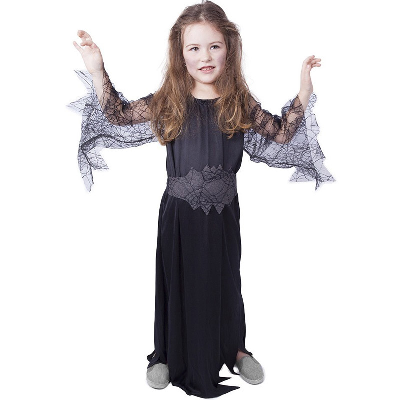 Dívčí kostým - černé šaty čarodějnice