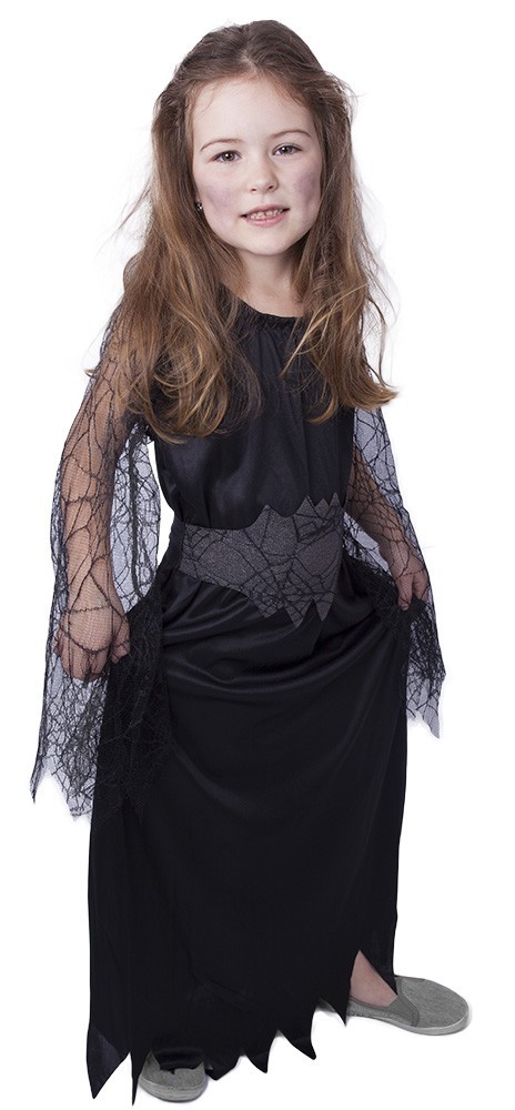 Dívčí kostým - černé šaty čarodějnice
