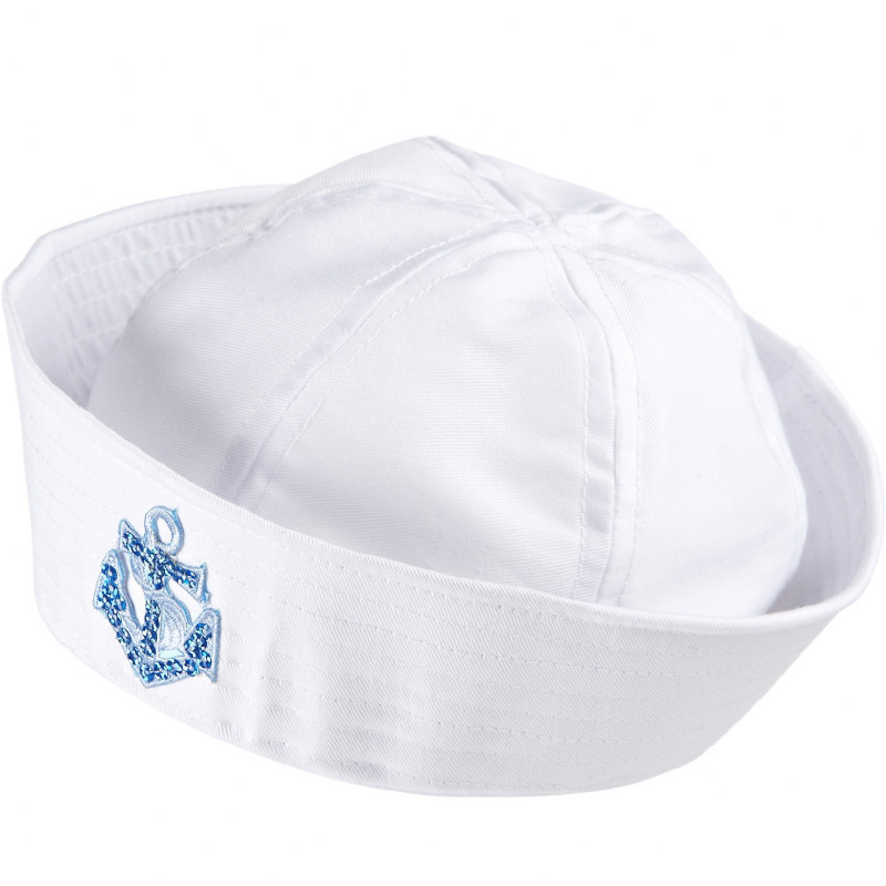 Bílá čepice námořnice s kotvičkou