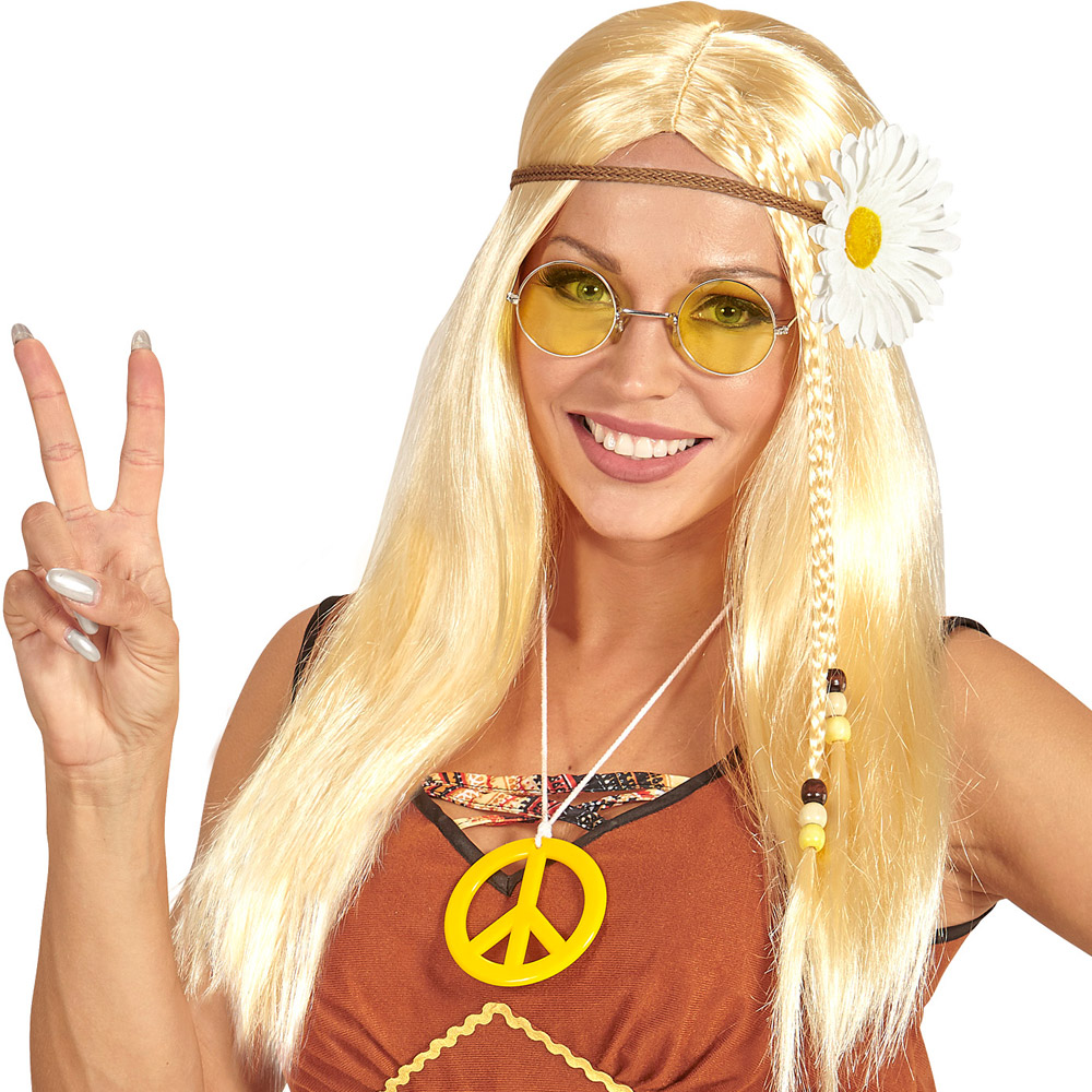 Dámská hippie blond paruka s čelenkou
