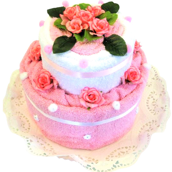 Dvoupatrový textilní dort - růžový