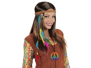 Čelenka indiánská i hippies - barevné peří a korálky
