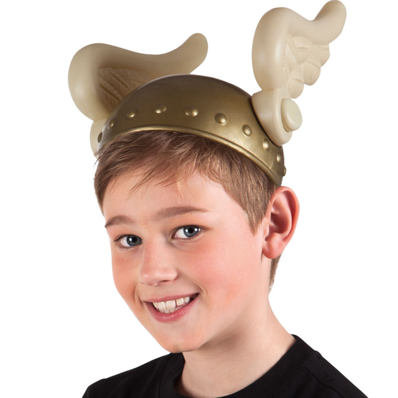 Zlatá plastová galská helma s křidélky - pro děti