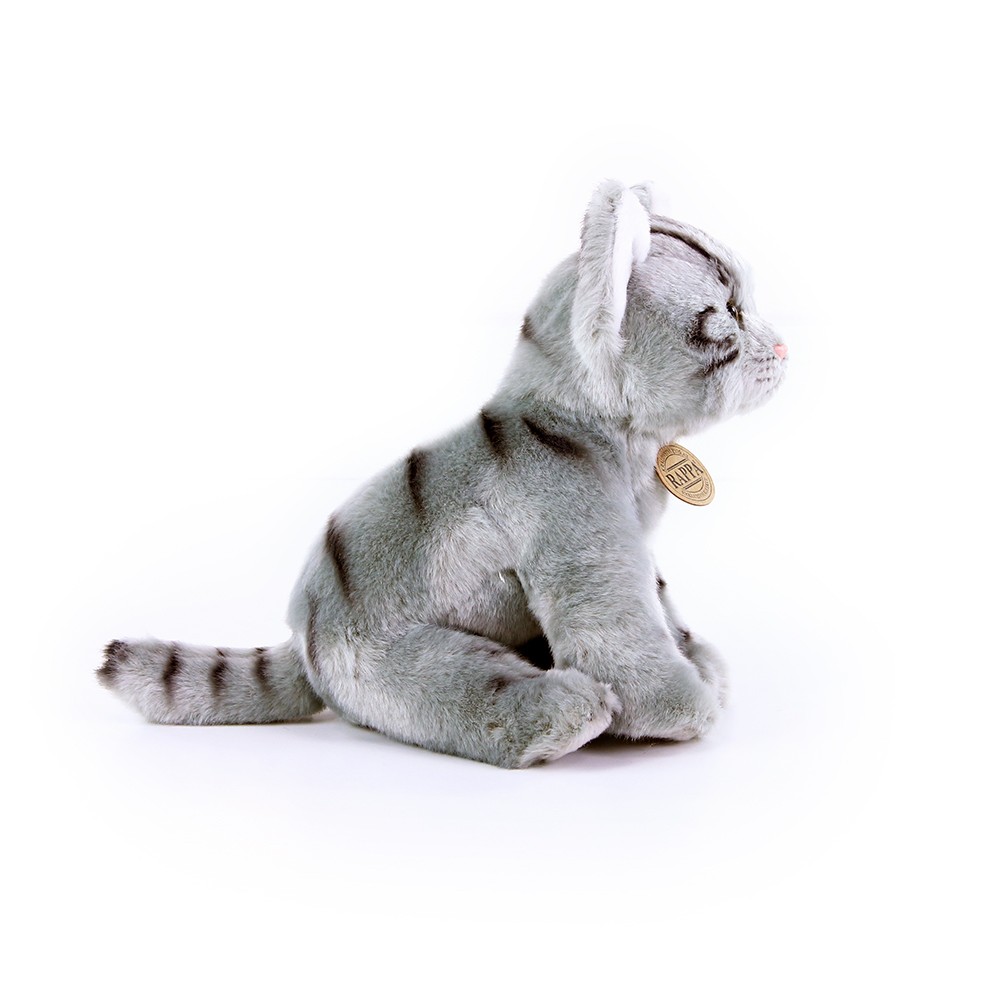 Plyšová kočka šedá sedící - 24 cm