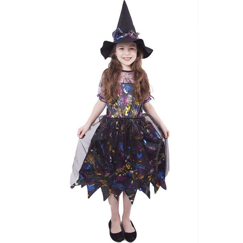 Dívčí kostým - Barevná čarodějnice 6-8 let