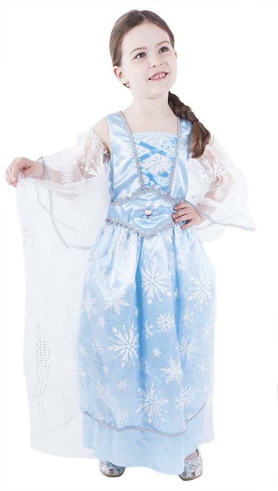 Modré dívčí šaty - Sněhové vločky 6-8 let