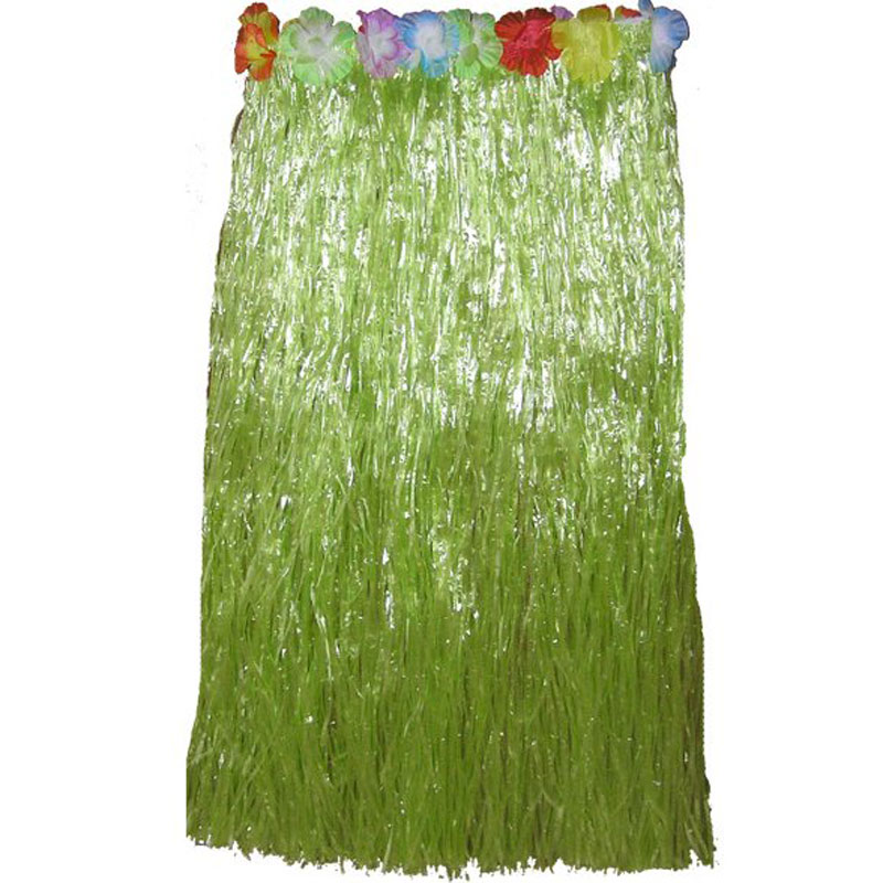 Letní havajská sukně - Zelená - dlouhá s květy