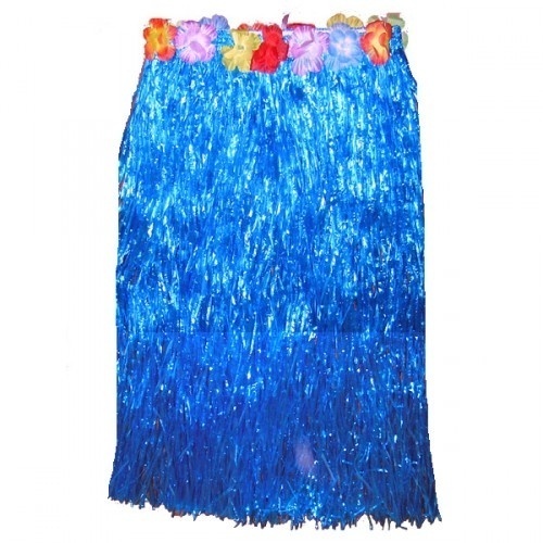 Letní havajská sukně - Modrá - dlouhá s květy