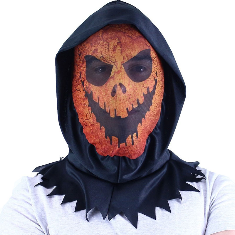 Oranžová textilní maska - Halloween dýně