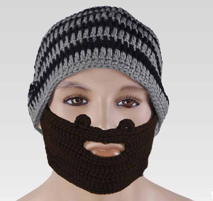 Beardo čepice s vousy šedo-černá