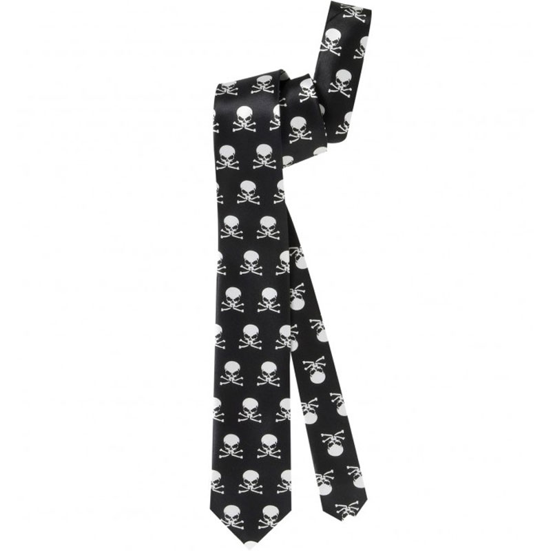 Černá kravata s bílými lebkami