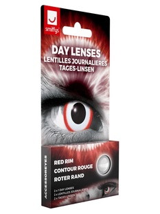 Oční kontaktní čočky s červeným proužkem