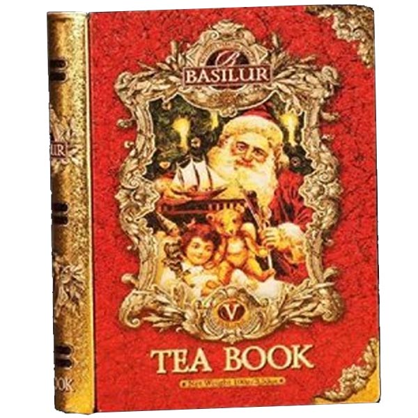 Červená plechová kniha s černým čajem Basilur