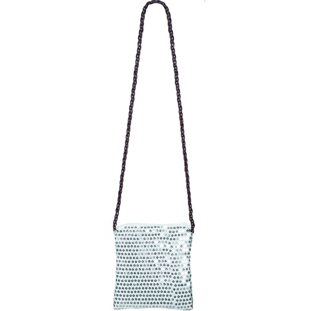 Flitrová retro kabelka - stříbrná barva