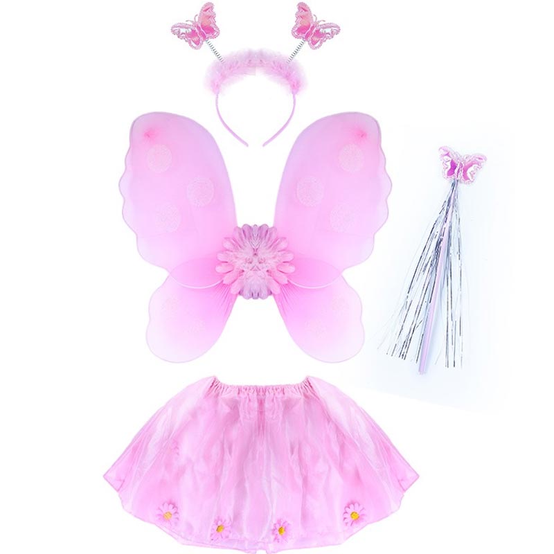 Karnevalový kostým růžová květinka s křídly