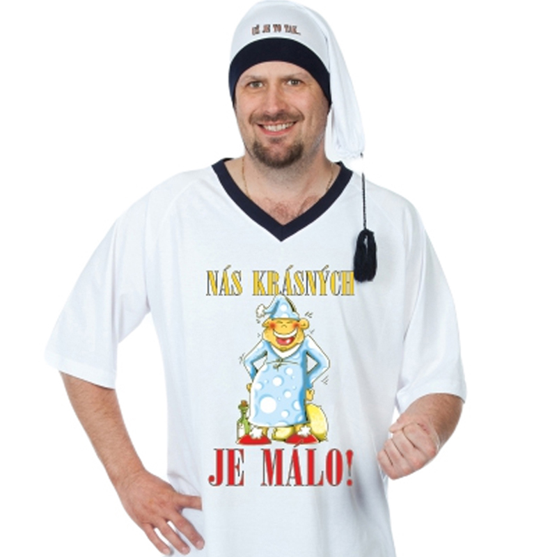 Noční košile s čepičkou - Nás krásných je málo bílá XXXL